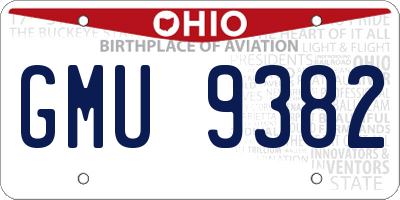 OH license plate GMU9382