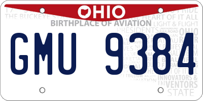 OH license plate GMU9384