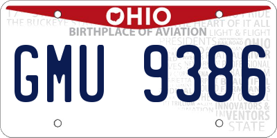 OH license plate GMU9386