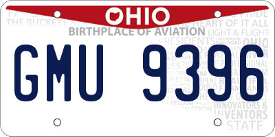 OH license plate GMU9396