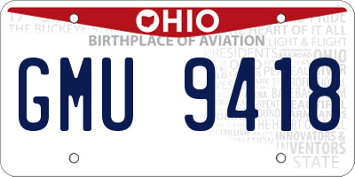 OH license plate GMU9418