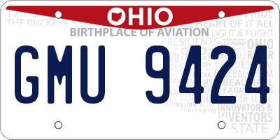 OH license plate GMU9424