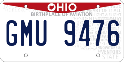 OH license plate GMU9476