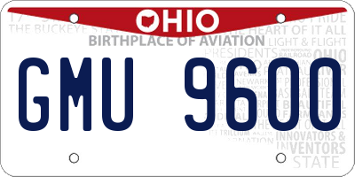 OH license plate GMU9600