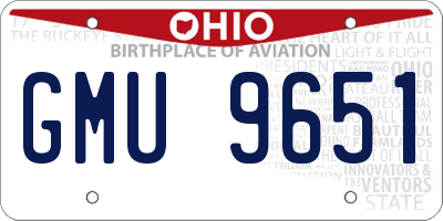 OH license plate GMU9651