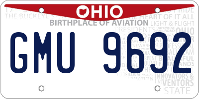 OH license plate GMU9692