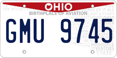 OH license plate GMU9745