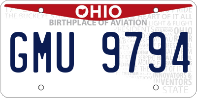 OH license plate GMU9794