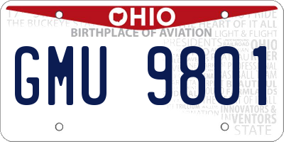 OH license plate GMU9801
