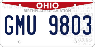 OH license plate GMU9803