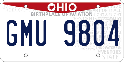 OH license plate GMU9804