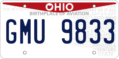OH license plate GMU9833