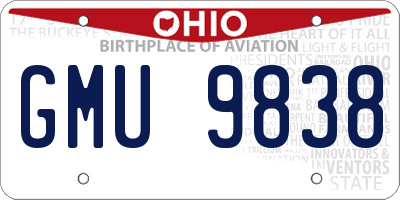 OH license plate GMU9838