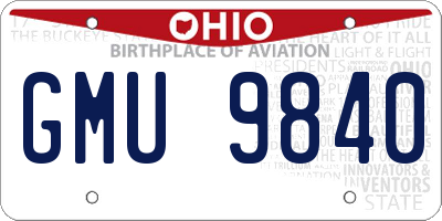 OH license plate GMU9840