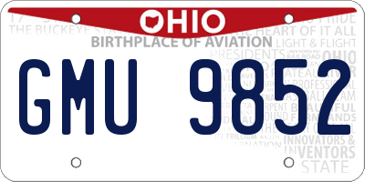 OH license plate GMU9852