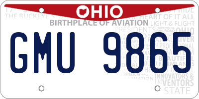OH license plate GMU9865