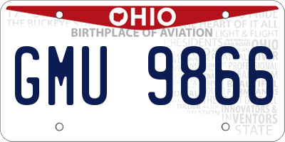 OH license plate GMU9866