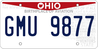 OH license plate GMU9877