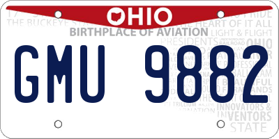 OH license plate GMU9882