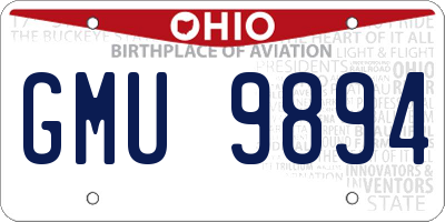 OH license plate GMU9894