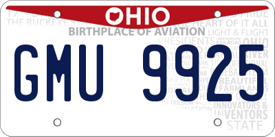 OH license plate GMU9925