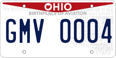 OH license plate GMV0004