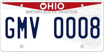 OH license plate GMV0008