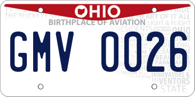 OH license plate GMV0026