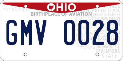 OH license plate GMV0028