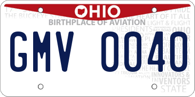 OH license plate GMV0040