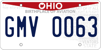 OH license plate GMV0063
