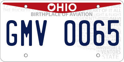 OH license plate GMV0065