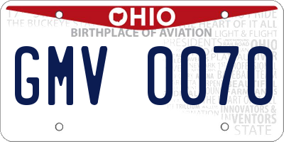 OH license plate GMV0070