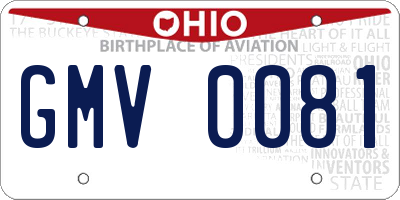 OH license plate GMV0081