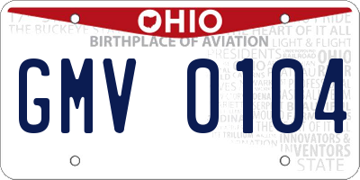 OH license plate GMV0104