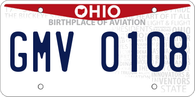 OH license plate GMV0108