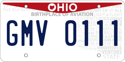 OH license plate GMV0111