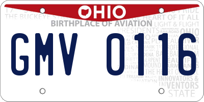 OH license plate GMV0116