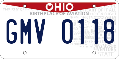 OH license plate GMV0118