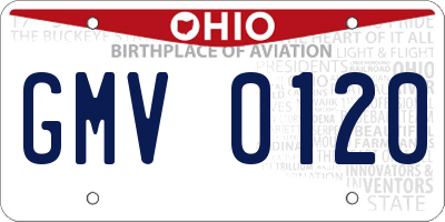 OH license plate GMV0120