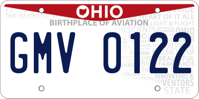 OH license plate GMV0122