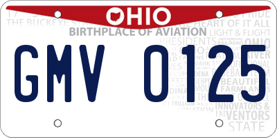 OH license plate GMV0125