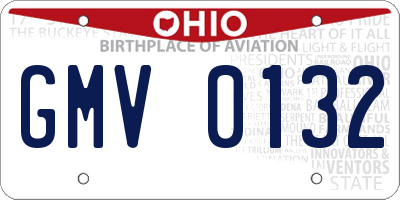 OH license plate GMV0132