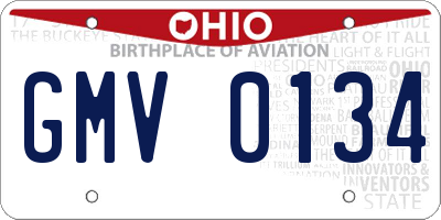 OH license plate GMV0134