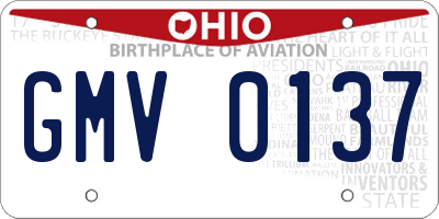 OH license plate GMV0137