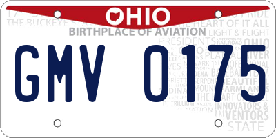 OH license plate GMV0175