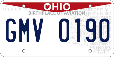 OH license plate GMV0190