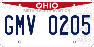OH license plate GMV0205