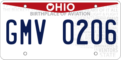 OH license plate GMV0206