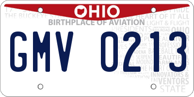 OH license plate GMV0213